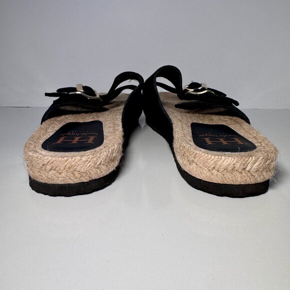 Haute Hippie Size 8.5 Nikki Suede Sandals with Double Strap, Woven Slide - Picture 6 of 11